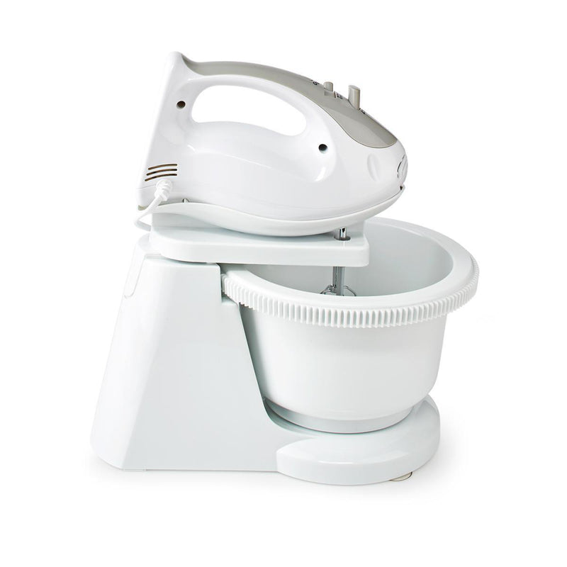 Load image into Gallery viewer, Nedis kahm110cwt handmixer 200 w 5-snelheden turbo-functie draaikom 2 deeghaken 2 kloppers grijs wit
