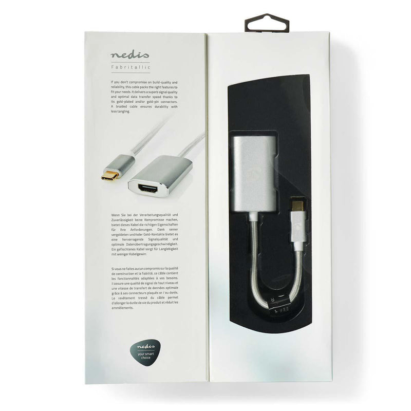 Load image into Gallery viewer, Nedis cctb64680al02 usb-adapter usb 3.2 gen 1 usb type-c trade; male hdmi trade; connector 0.20 m rond verguld gebreid nylon zilver cover window box
