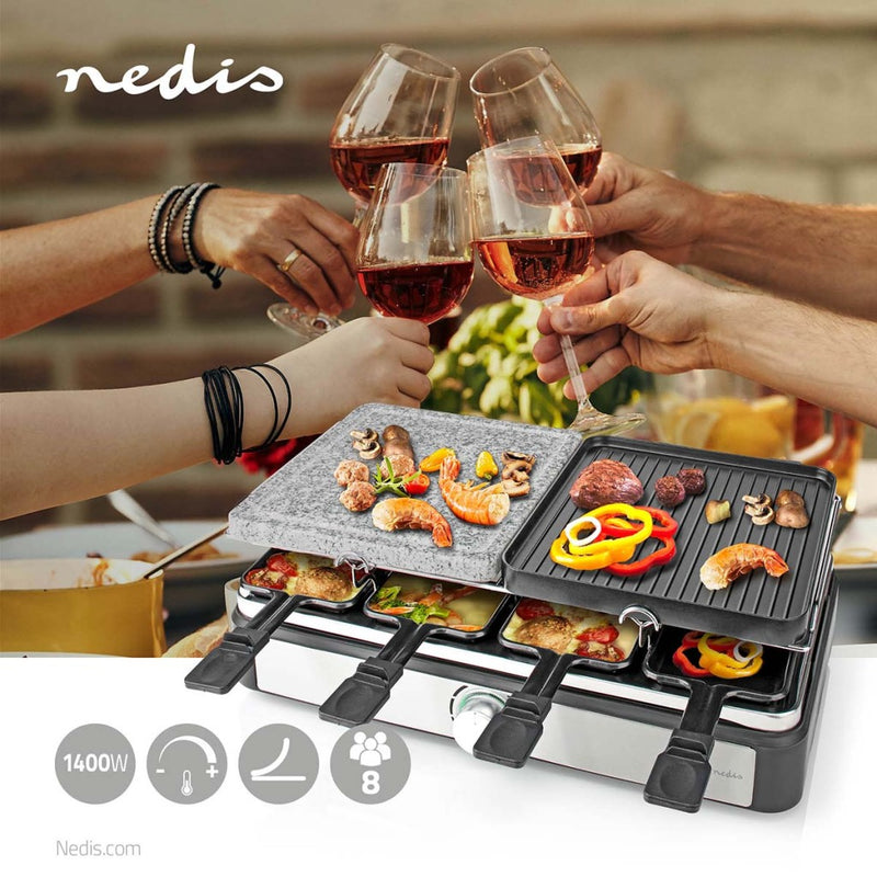 Load image into Gallery viewer, Nedis fcra300fbk8 raclette steen grill voor 8 personen
