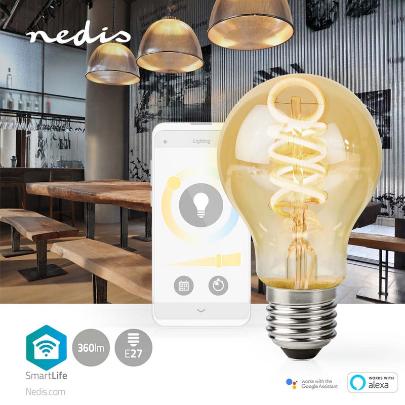 Load image into Gallery viewer, Nedis wifilrt10a60 smartlife led filamentlamp wi-fi e27 360 lm 4.9 w warm to cool white 1800 - 6500 k glas android trade; ios peer
