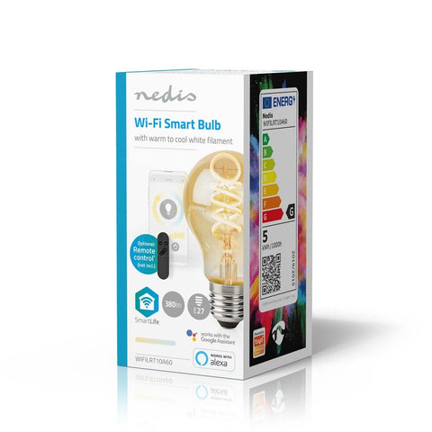 Nedis wifilrt10a60 smartlife led filamentlamp wi-fi e27 360 lm 4.9 w warm to cool white 1800 6500 k glas android trade; ios peer