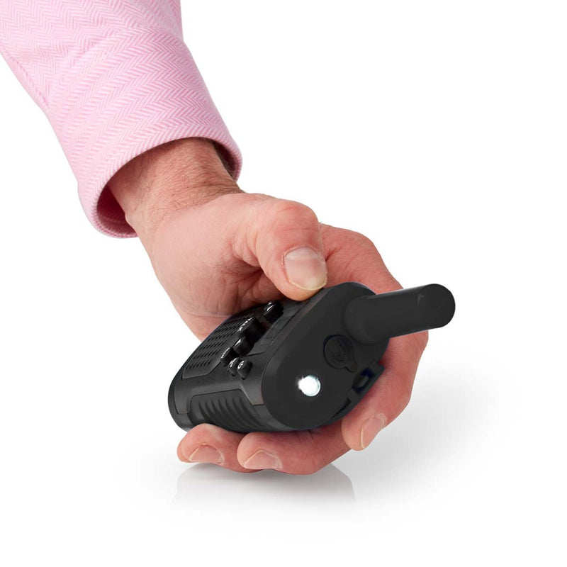 Load image into Gallery viewer, Nedis wltk0610bk walkie talkie set 2 handsets tot 6 km frequentiekanalen: 8 ptt vox tot 3 uur koptelefoonoutput 2 headsets zwart
