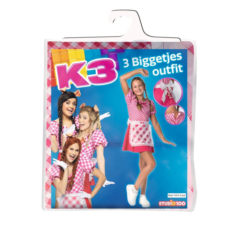 Load image into Gallery viewer, K3 verkleedjurk - 3 biggetjes - 6-8 jaar - verkleedkleding
