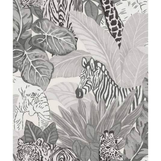 Noordwand behang good vibes jungle animals grijs en zwart