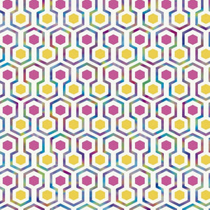 Noordwand behang good vibes hexagon pattern roze en geel