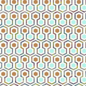 Noordwand behang good vibes hexagon pattern groen en oranje
