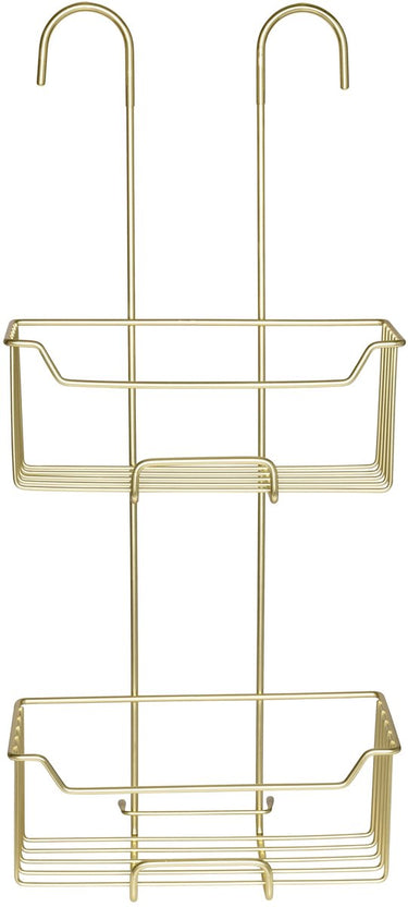 Wenko doucherek milo 2-laags rvs goudkleur 25x55cm - zonder boren - doucherekje hangend - douchemand - douchecaddy ophangbaar