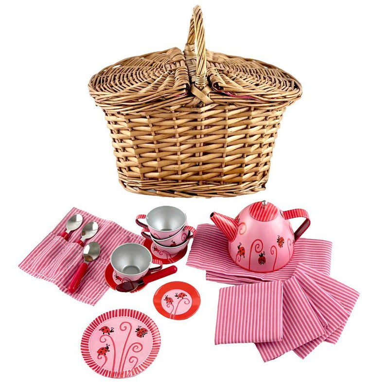 Afbeelding laden in galerijviewer, Egmont toys theeset tin in mand lieveheersbeestje 27x15x21 cm.
