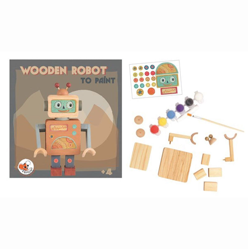 ギャラリービューアに画像をロードする, Knutselpakket houten robot. 20x20x4 cm.

