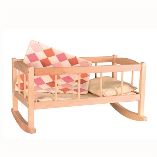 Houten wieg met dekentje. 50x30x27 cm 2+