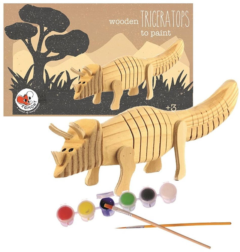 Afbeelding laden in galerijviewer, Houten triceratops om te verven. 22x7x5
