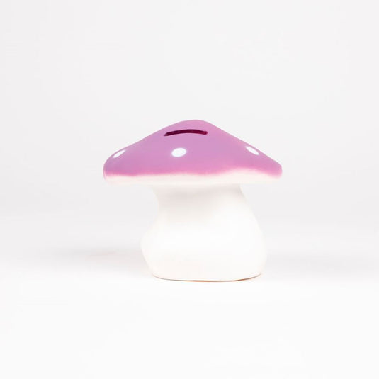 Egmont spaarpot paddenstoel lila. 11 cm.
