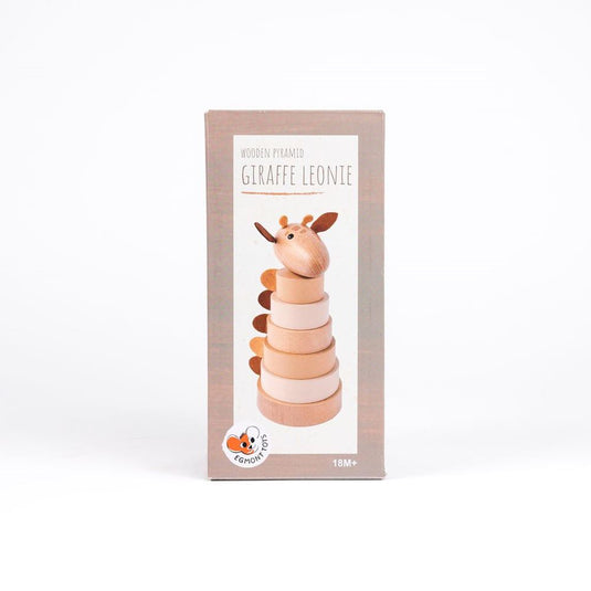 Houten stapel giraffe leonie. 21x10x10