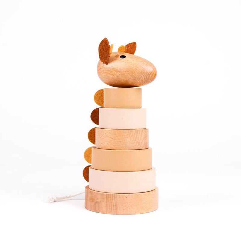 ギャラリービューアに画像をロードする, Houten stapel giraffe leonie. 21x10x10
