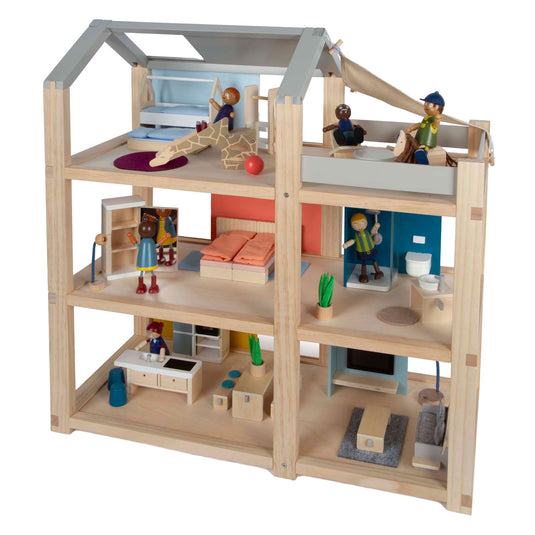 Small foot - houten poppenhuis met meubels
