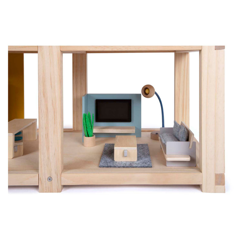 Load image into Gallery viewer, Small foot - houten poppenhuis met meubels
