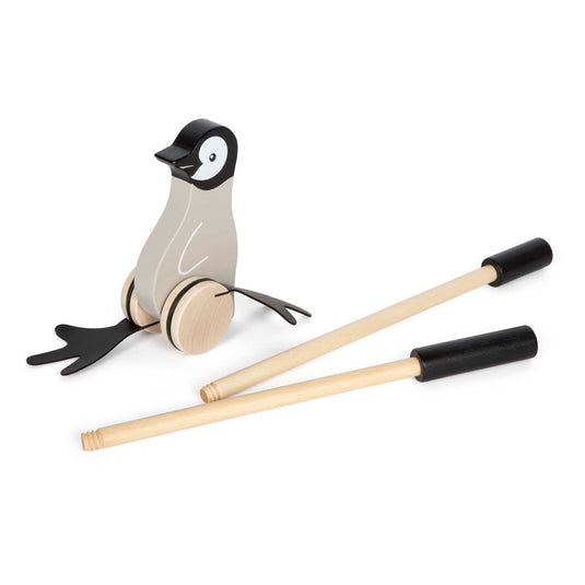Small foot - houten duwfiguur penguin