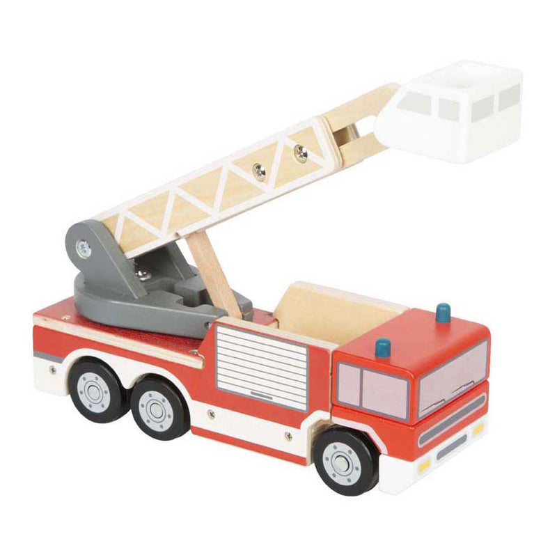 Load image into Gallery viewer, Small foot - houten brandweerwagen met roterende ladder
