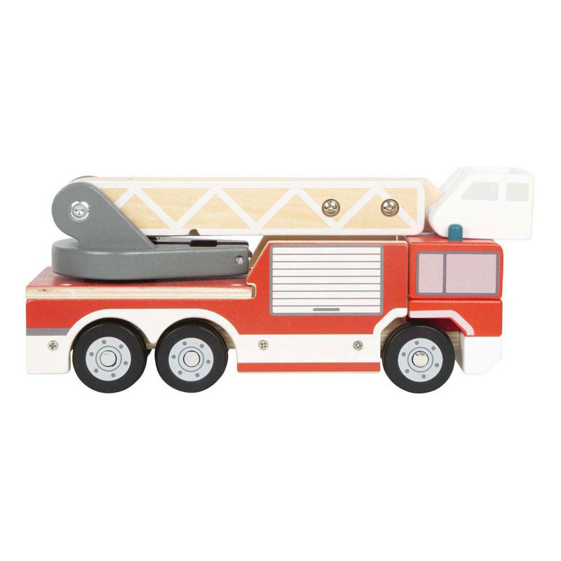 Load image into Gallery viewer, Small foot - houten brandweerwagen met roterende ladder
