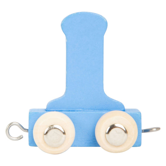 Small foot - houten lettertrein blauw - i - 12 stuks