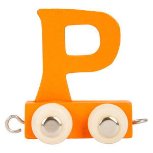 Small foot - houten lettertrein oranje - p - 12 stuks