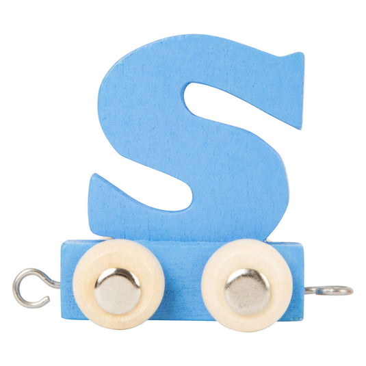 Small foot - houten lettertrein blauw - s - 12 stuks
