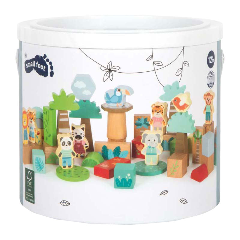 Load image into Gallery viewer, Small foot - houten bouwblokken jungle friends fsc - 50dlg.
