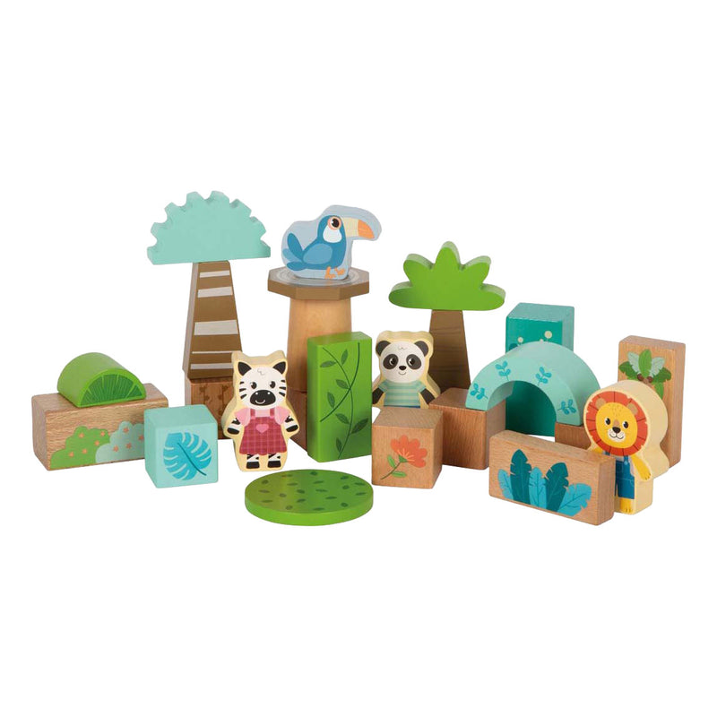 Load image into Gallery viewer, Small foot - houten bouwblokken jungle friends fsc - 50dlg.
