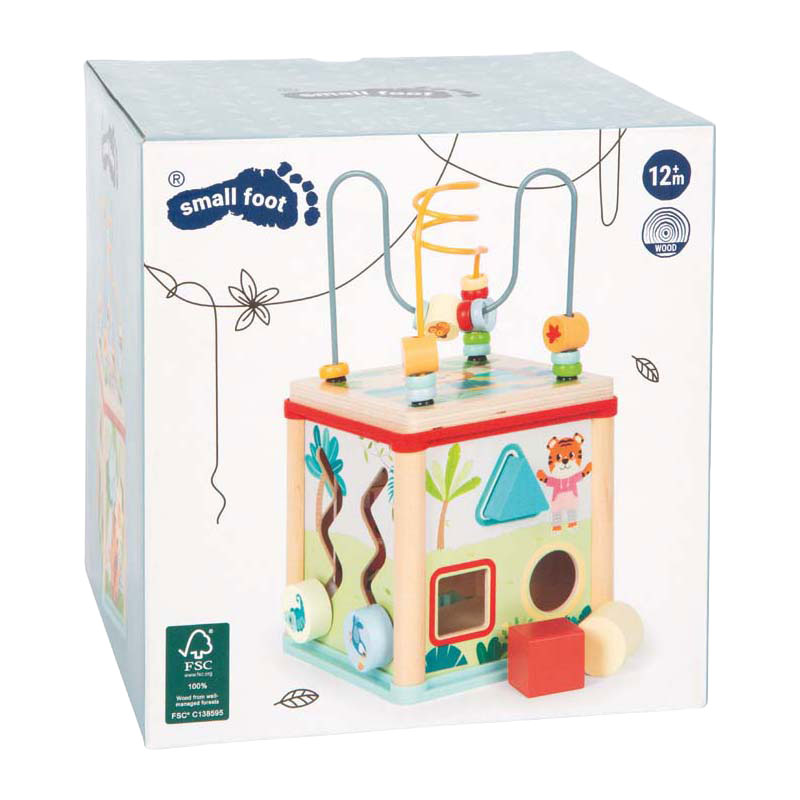 Afbeelding laden in galerijviewer, Small foot - houten motoriekkubus fsc jungle friends
