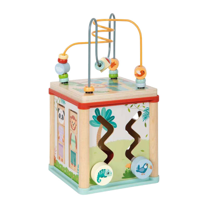 Afbeelding laden in galerijviewer, Small foot - houten motoriekkubus fsc jungle friends
