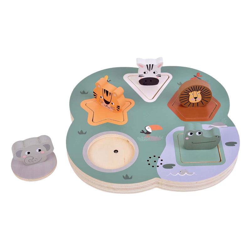 Afbeelding laden in galerijviewer, Small foot - houten 3d dierengeluiden puzzel safari
