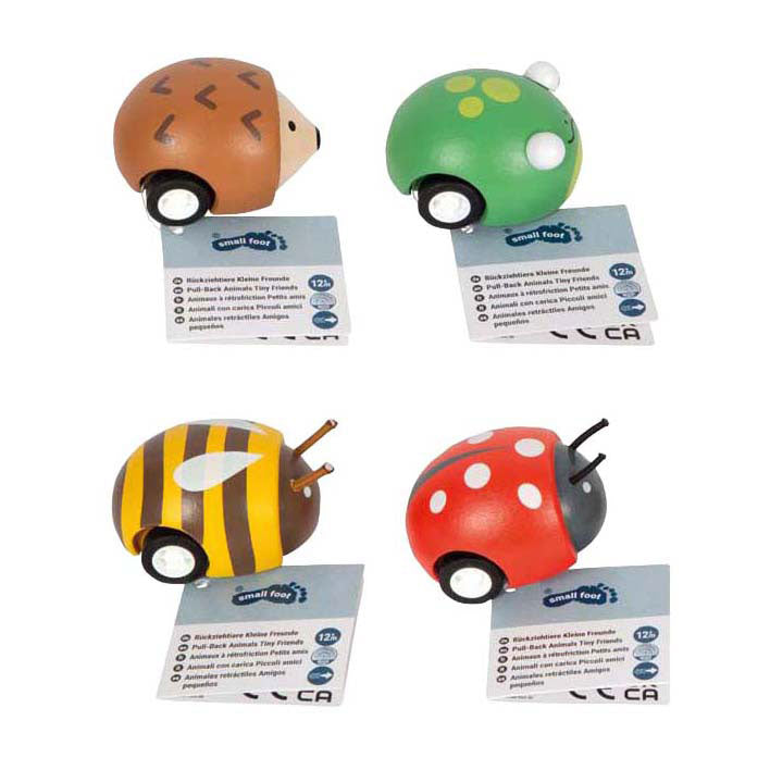 Load image into Gallery viewer, Small foot - houten pull-back dieren tiny friends - 12st.
