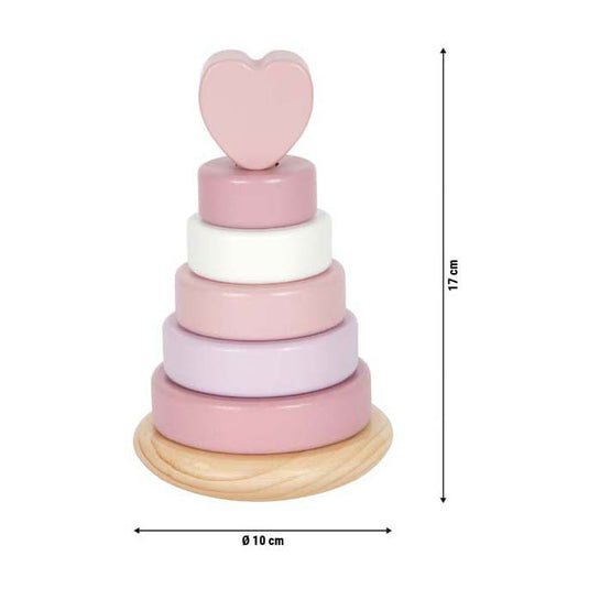 Small foot - houten stapeltoren roze - 7dlg.