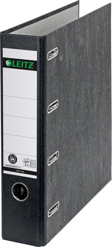 Leitz giro-bank ordner a4 gewolkt - met dubbele mechaniek - rugbreedte van 75mm - 100% gerecycled karton - zwart