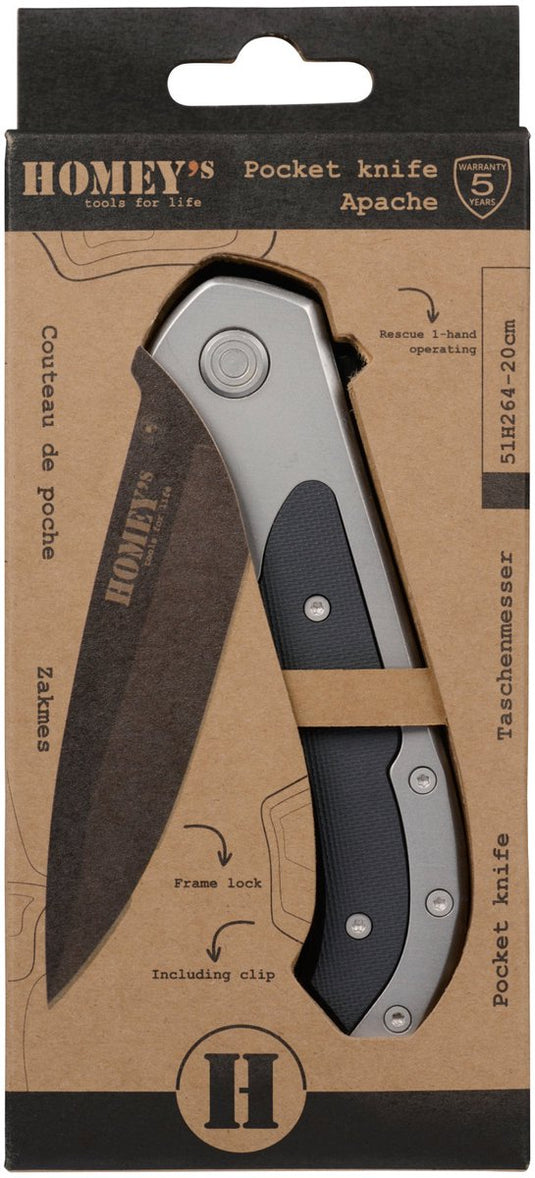 Homey's homeij apache zakmes - 20cm - g10 - linerlock