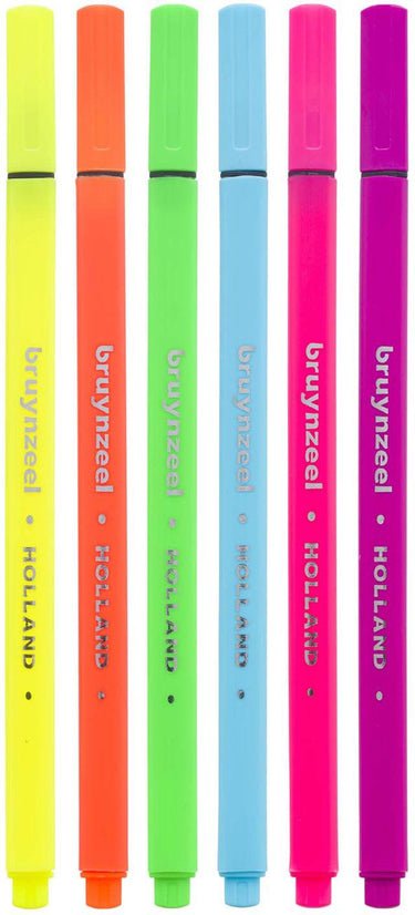 Bruynzeel fineliner set neon 6 kleuren
