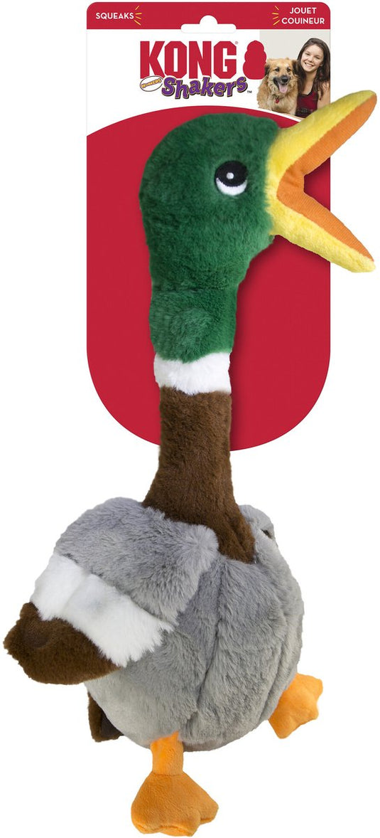 Kong shakers honkers duck - hondenspeelgoed - grijs bruin groen large