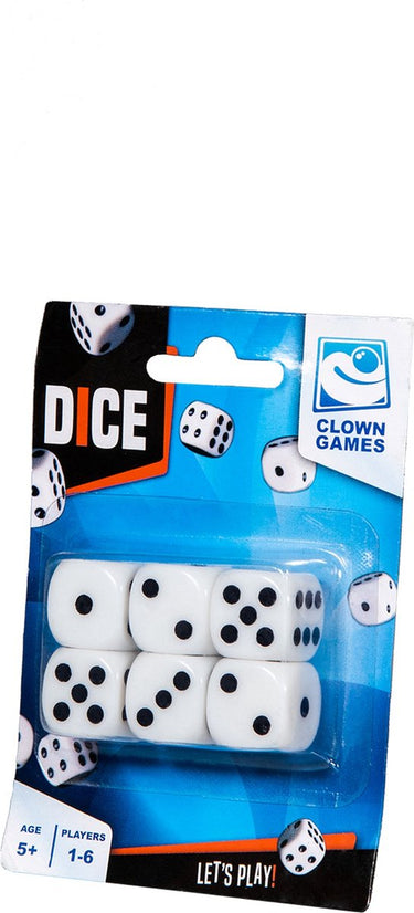 Longfield speelgoed spellen dobbelstenen - 6x stuks - wit zwart - kunststof - dobbelen - spelletjes