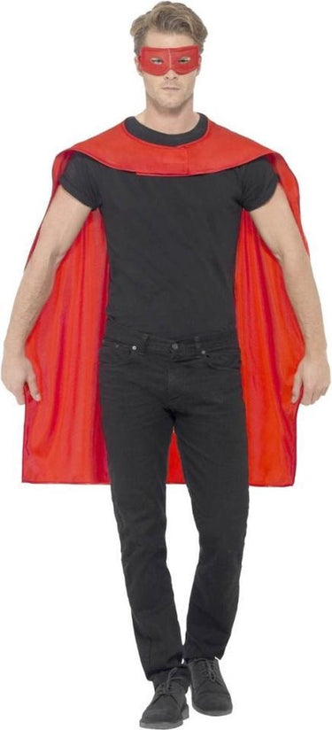 Smiffys rode cape en oogmasker superheld | one size | carnaval kostuum | verkleedkleding
