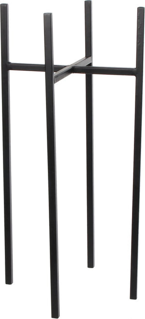 Mica decorations - bloempot plantenpot standaard verhoger - zwart - b24 x h55 cm - metaal