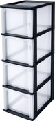 Iris organizer chest ladesysteem a4 - 4 diepe lades - 4 x 13l - kunststof - zwart transparant - zonder wielen