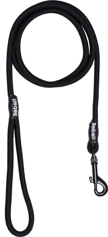 Rebel petz hondenriem - zwart - s - 8mm x 140cm