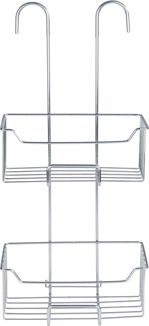Wenko doucherek milo 2-laags rvs glanzend 25x55cm - zonder boren - doucherekje hangend - douchemand - douchecaddy ophangbaar