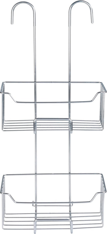 Wenko doucherek milo 2-laags rvs glanzend 25x55cm - zonder boren - doucherekje hangend - douchemand - douchecaddy ophangbaar