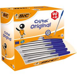 Balpen cristal medium 0,4 mm 100 stuks blauw