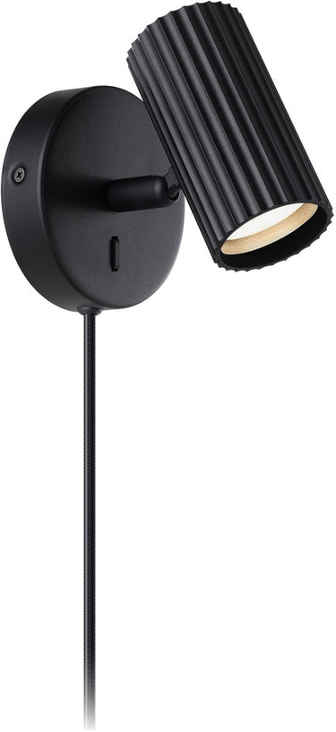 Eglo portillo 1 wandlamp - gu10 - 11 cm - zwart - snoer met stekker
