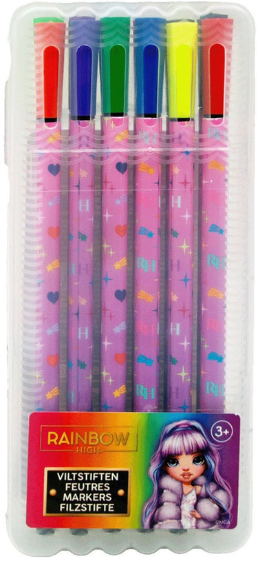 Rainbow high viltstiften 12 delig - levendige kleuren - back to school - inclusief koker