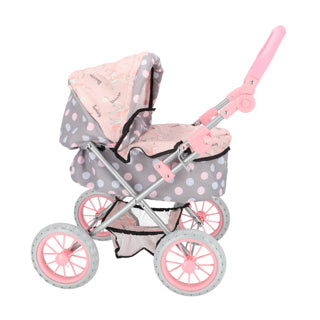 Poppenw. + verzorgingstas grijs roze 65x35,5x75 cm