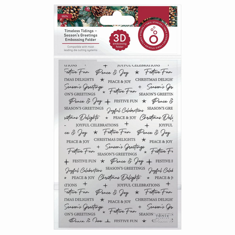 Load image into Gallery viewer, Tonic studios • timeless tidings season’s greetings 3d embossing folder
