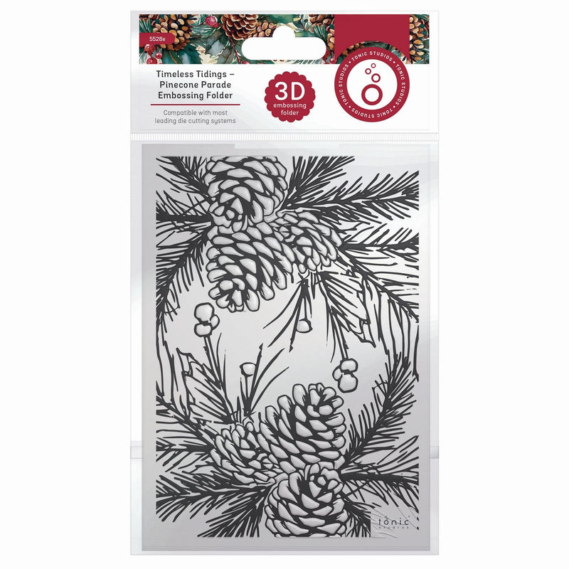 Load image into Gallery viewer, Tonic studios • timeless tidings pinecone parade 3d embossing folder

